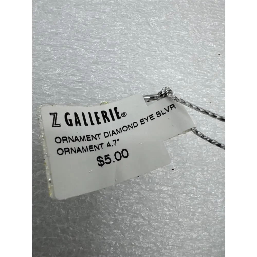 Set Of 4 Z Gallerie Diamond Eye Star Glitter 4.7” Ornaments 2 Silver 2 Gold 3D